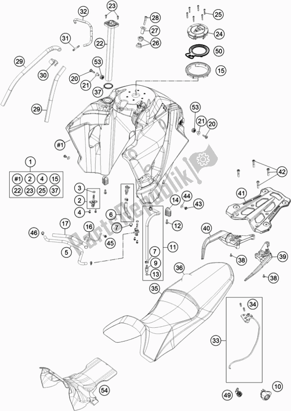 Alle onderdelen voor de Tank, Stoel van de KTM 1290 Super Adventure R EU 2017