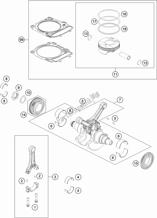 All parts for the Crankshaft, Piston of the KTM 1290 Super Adventure R EU 2018