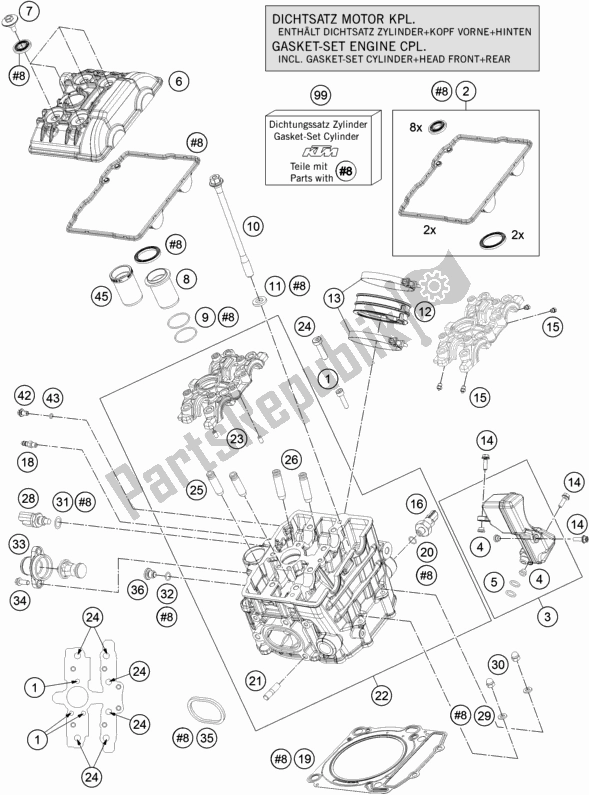 All parts for the Cylinder Head Front of the KTM 1290 Super Adventure R EU 2018