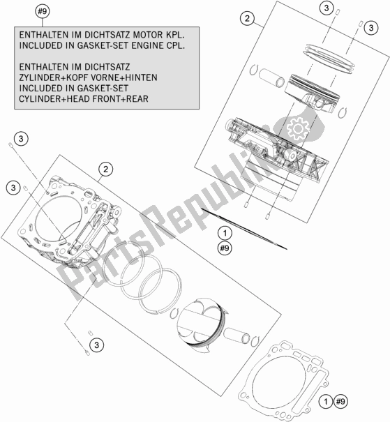 All parts for the Cylinder of the KTM 1290 Super Adventure R EU 2018