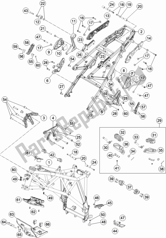 All parts for the Frame of the KTM 1290 Super Adventure R EU 2018