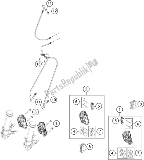Wszystkie części do Zacisk Hamulca Przedniego KTM 1290 Super Adventure R EU 2018