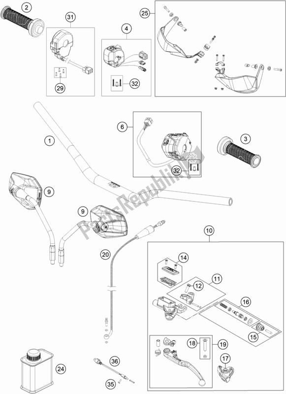 All parts for the Handlebar, Controls of the KTM 1290 Super Adventure R EU 2018