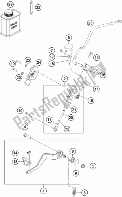 All parts for the Rear Brake Control of the KTM 1290 Super Adventure R EU 2018