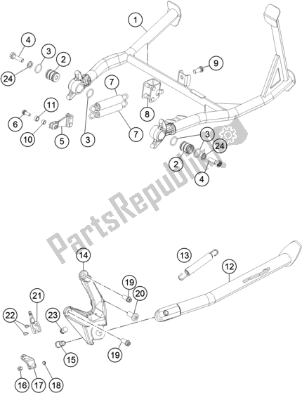 All parts for the Side / Center Stand of the KTM 1290 Super Adventure R EU 2018