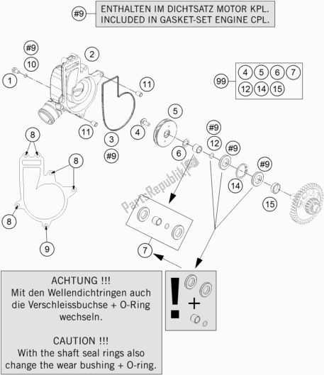 All parts for the Water Pump of the KTM 1290 Super Adventure R EU 2018