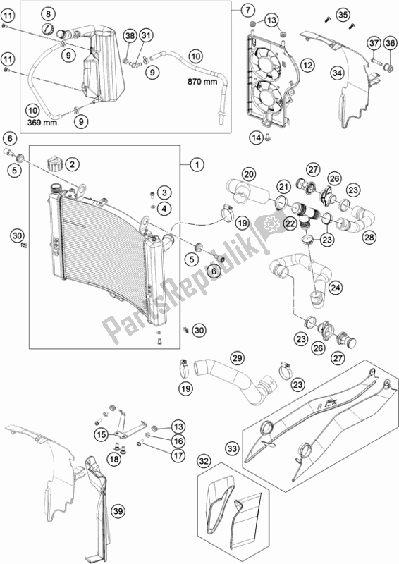 All parts for the Cooling System of the KTM 1290 Super Adventure R EU 2019