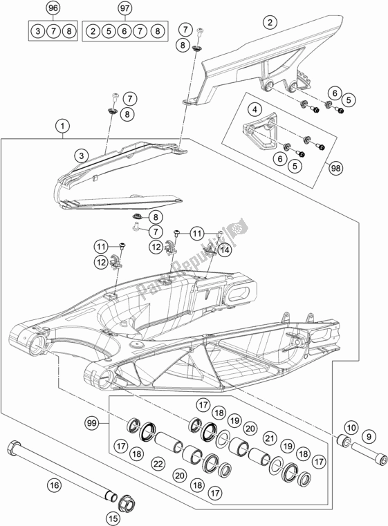 Toutes les pièces pour le Bras Oscillant du KTM 1290 Super Adventure R EU 2019