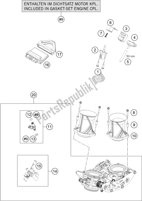 All parts for the Throttle Body of the KTM 1290 Super Adventure R EU 2019