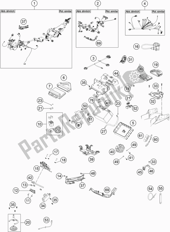 All parts for the Wiring Harness of the KTM 1290 Super Adventure R EU 2019