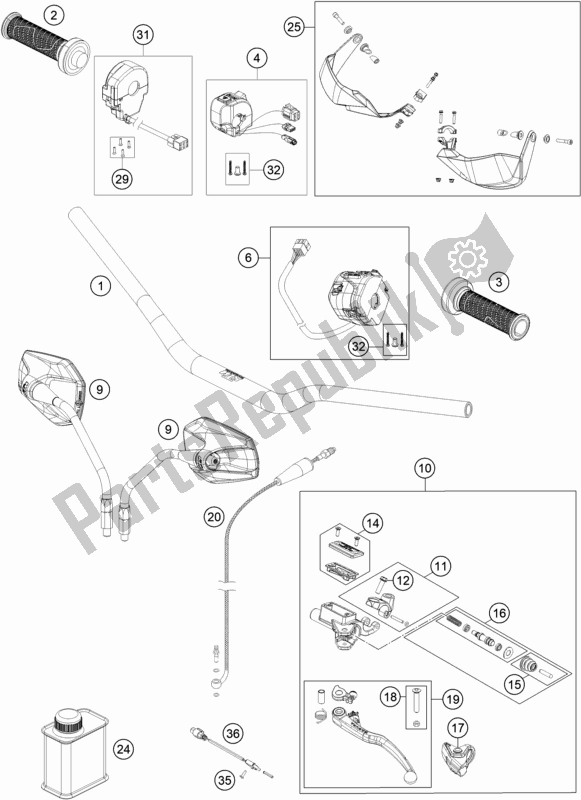 Tutte le parti per il Manubrio, Comandi del KTM 1290 Super Adventure R EU 2020