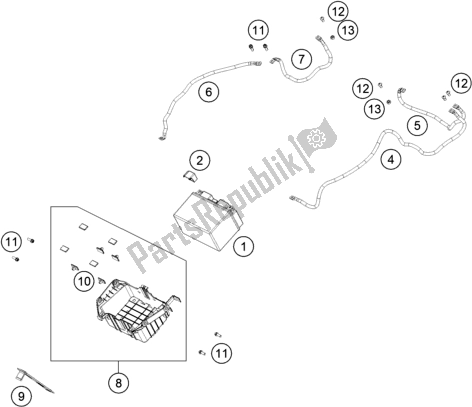 All parts for the Battery of the KTM 1290 Super Adventure R EU 2021