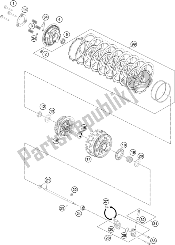 All parts for the Clutch of the KTM 1290 Super Adventure R EU 2021