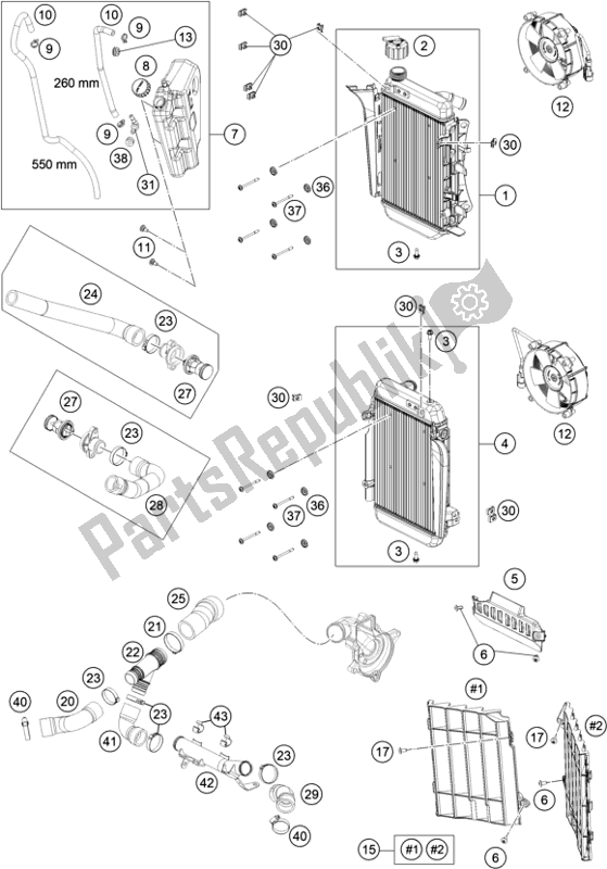Tutte le parti per il Sistema Di Raffreddamento del KTM 1290 Super Adventure R EU 2021