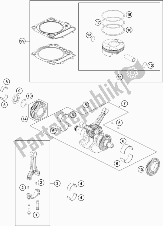 All parts for the Crankshaft, Piston of the KTM 1290 Super Adventure R EU 2021