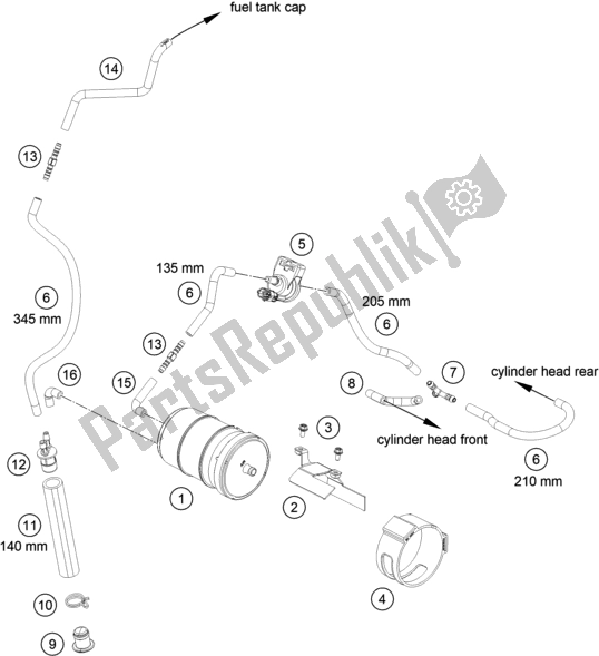 All parts for the Evaporative Canister of the KTM 1290 Super Adventure R EU 2021