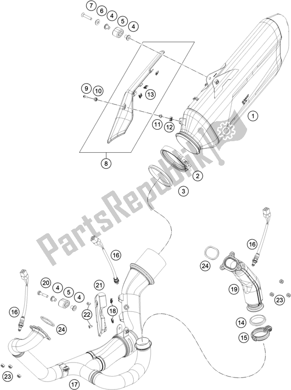 All parts for the Exhaust System of the KTM 1290 Super Adventure R EU 2021