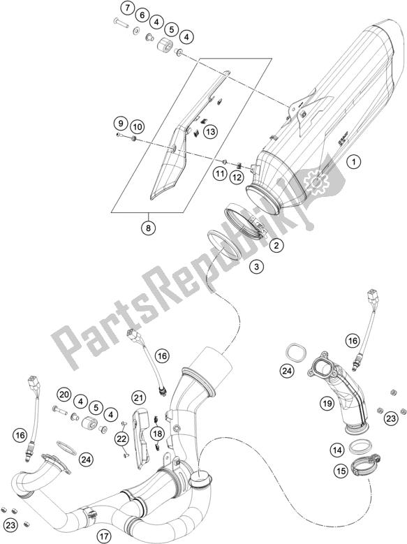 Todas las partes para Sistema De Escape de KTM 1290 Super Adventure R EU 2021