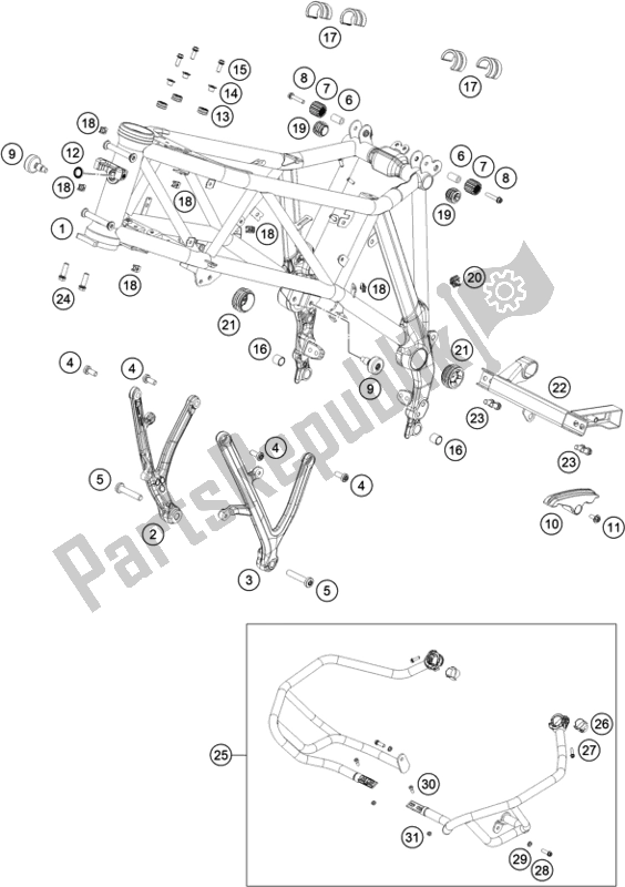 All parts for the Frame of the KTM 1290 Super Adventure R EU 2021