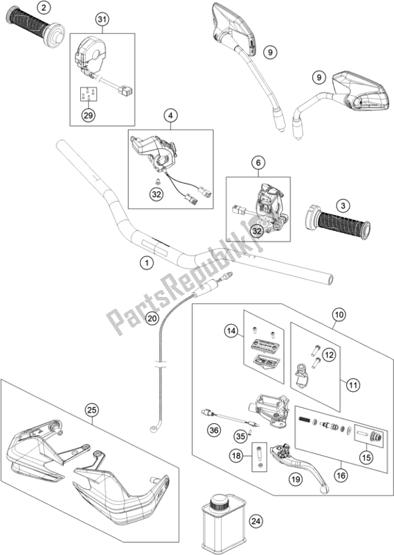 Todas las partes para Manillar, Controles de KTM 1290 Super Adventure R EU 2021