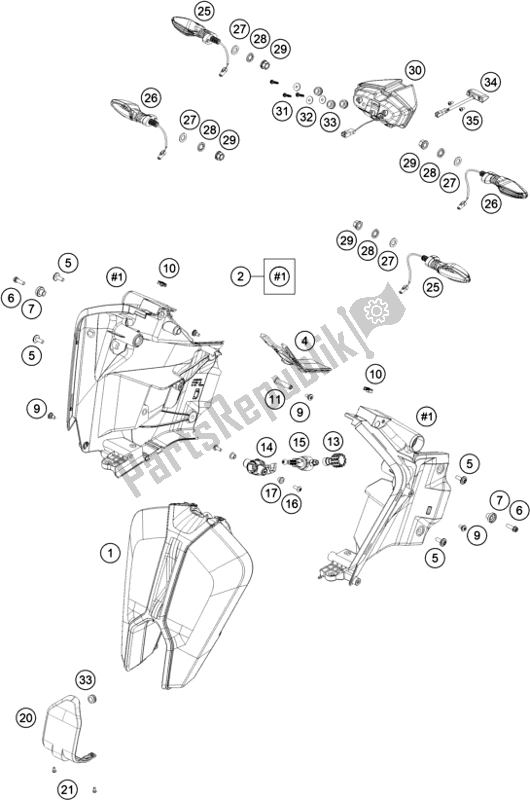 Todas las partes para Sistema De Iluminación de KTM 1290 Super Adventure R EU 2021