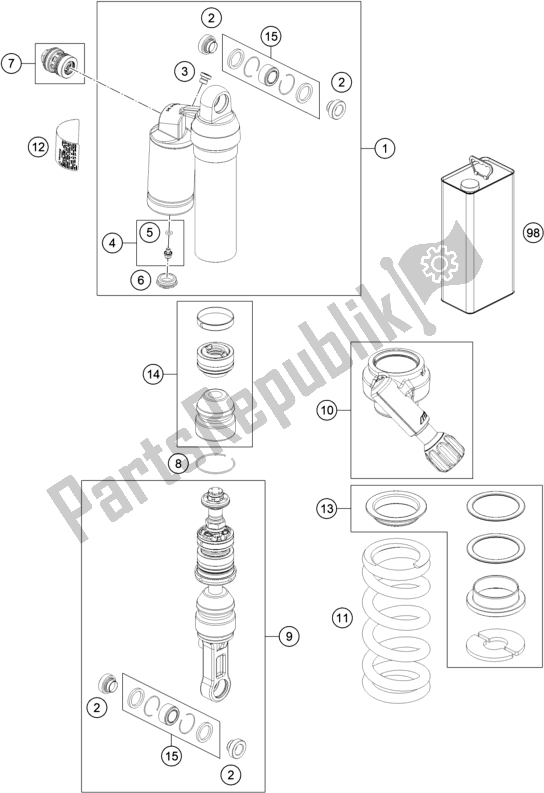 Tutte le parti per il Ammortizzatore Smontato del KTM 1290 Super Adventure R EU 2021