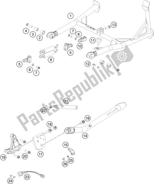 All parts for the Side / Center Stand of the KTM 1290 Super Adventure R EU 2021