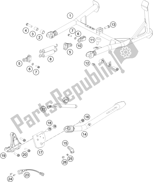 Todas las partes para Soporte Lateral / Central de KTM 1290 Super Adventure R EU 2021