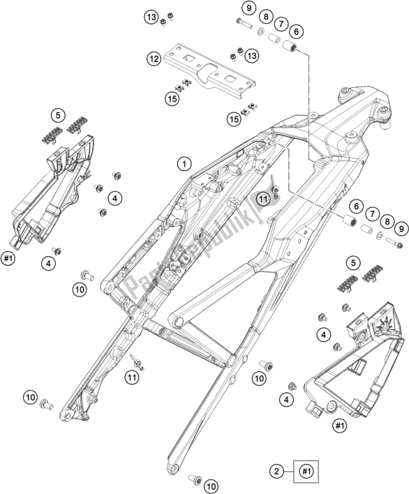 All parts for the Subframe of the KTM 1290 Super Adventure R EU 2021