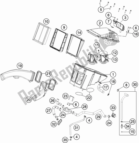 All parts for the Air Filter of the KTM 1290 Super Adventure R TKC 2017