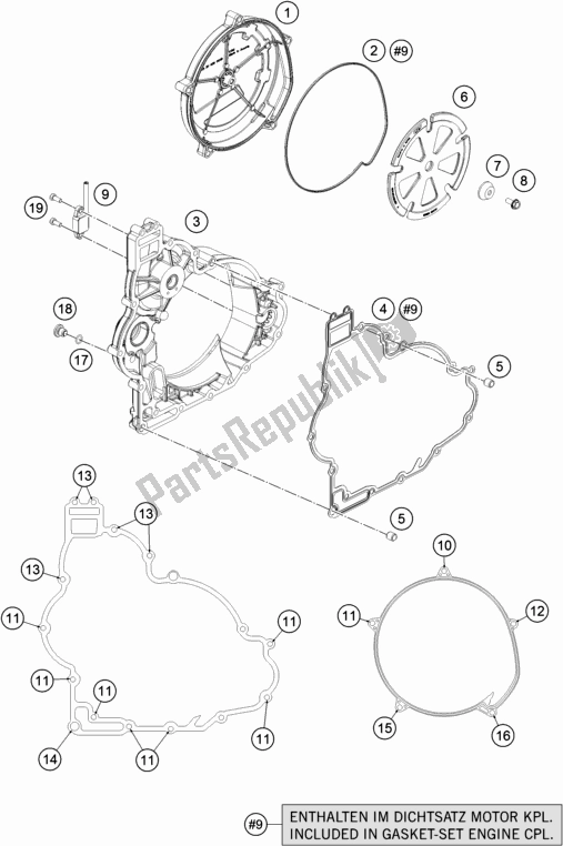 All parts for the Clutch Cover of the KTM 1290 Super Adventure R TKC 2017