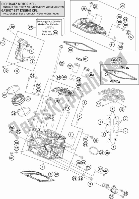 All parts for the Cylinder Head Rear of the KTM 1290 Super Adventure R TKC 2017