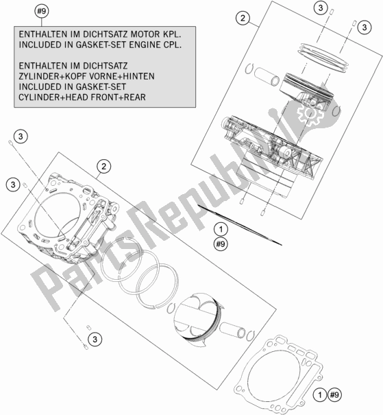 All parts for the Cylinder of the KTM 1290 Super Adventure R TKC 2017