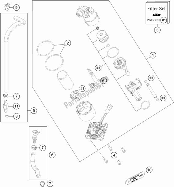 All parts for the Fuel Pump of the KTM 1290 Super Adventure R TKC 2017