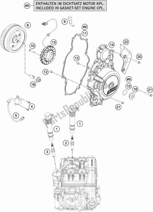 Tutte le parti per il Sistema Di Accensione del KTM 1290 Super Adventure R TKC 2017