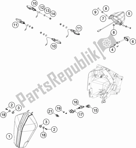 All parts for the Lighting System of the KTM 1290 Super Adventure R TKC 2017