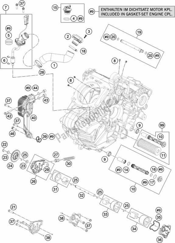 All parts for the Lubricating System of the KTM 1290 Super Adventure R TKC 2017