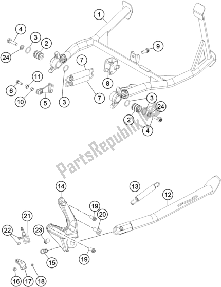 All parts for the Side / Center Stand of the KTM 1290 Super Adventure R TKC 2017