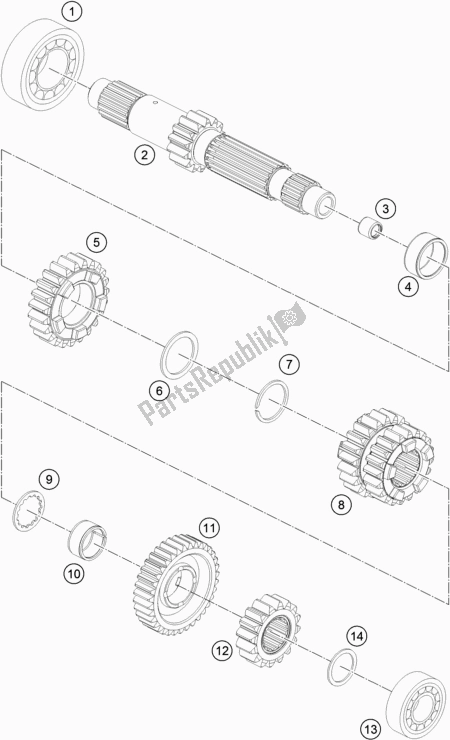 All parts for the Transmission I - Main Shaft of the KTM 1290 Super Adventure R TKC 2017