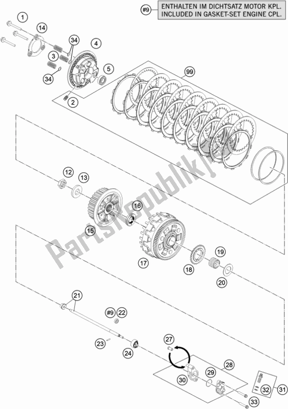 All parts for the Clutch of the KTM 1290 Super Adventure R TKC 17 EU 2017