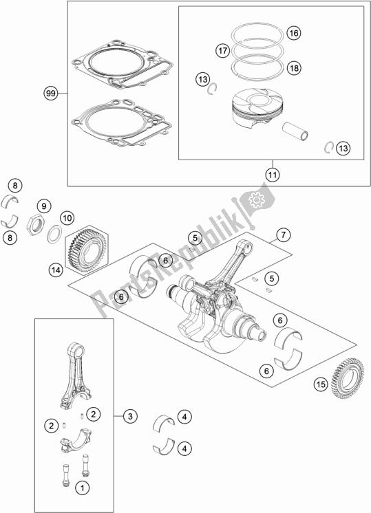 All parts for the Crankshaft, Piston of the KTM 1290 Super Adventure R TKC 17 EU 2017