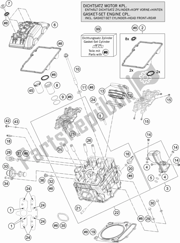 Tutte le parti per il Testata Anteriore del KTM 1290 Super Adventure R TKC 17 EU 2017