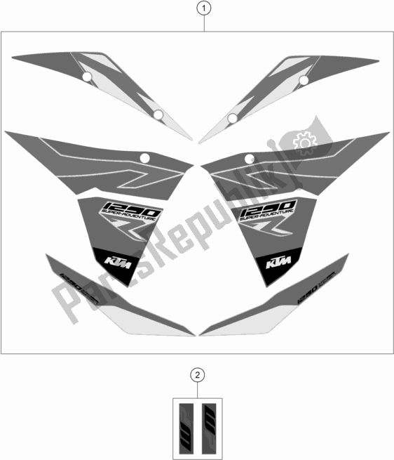 Alle onderdelen voor de Sticker van de KTM 1290 Super Adventure R TKC 17 EU 2017