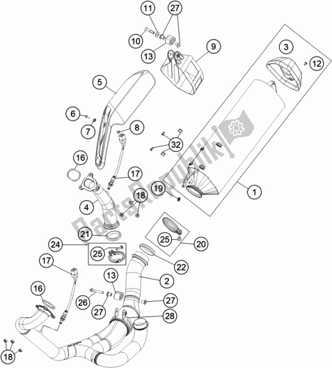 Todas las partes para Sistema De Escape de KTM 1290 Super Adventure R TKC 17 EU 2017