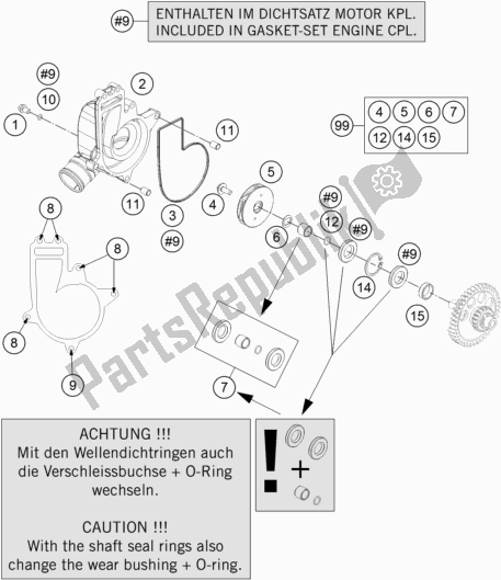 All parts for the Water Pump of the KTM 1290 Super Adventure R TKC 17 EU 2017