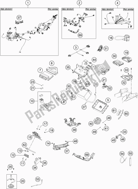 All parts for the Wiring Harness of the KTM 1290 Super Adventure R TKC 17 EU 2017