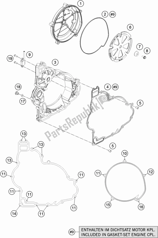 Tutte le parti per il Coperchio Frizione del KTM 1290 Super Adventure R TKC US 2019