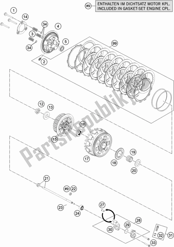 All parts for the Clutch of the KTM 1290 Super Adventure R TKC US 2019