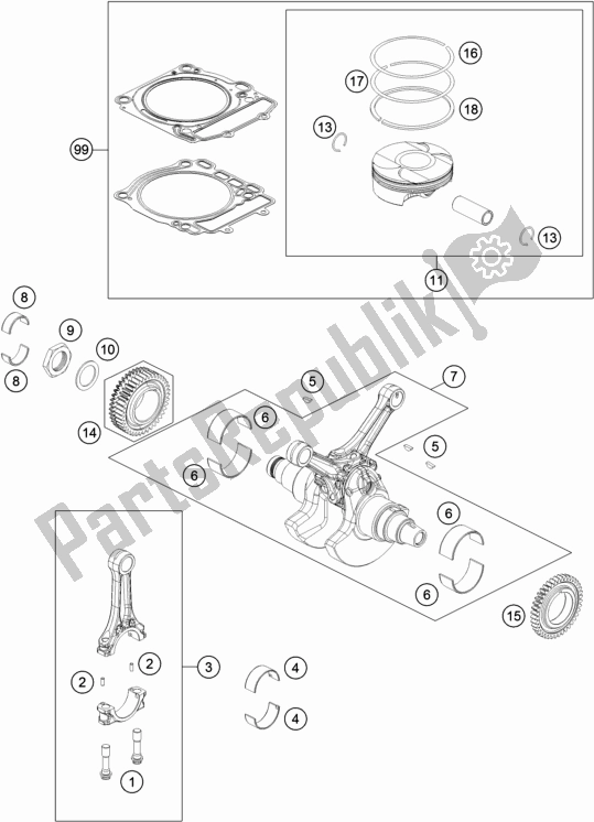 All parts for the Crankshaft, Piston of the KTM 1290 Super Adventure R TKC US 2019