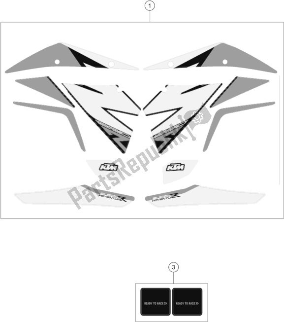 All parts for the Decal of the KTM 1290 Super Adventure R TKC US 2019